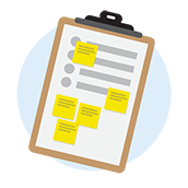 Checklist covered in sticky notes